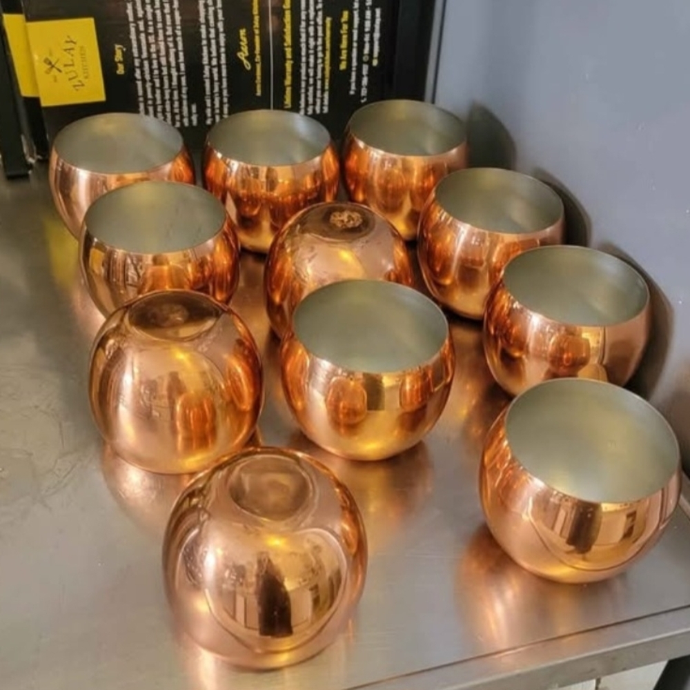 Set of Vintage 11 Roly Poly Copper Whiskey Tumblers
